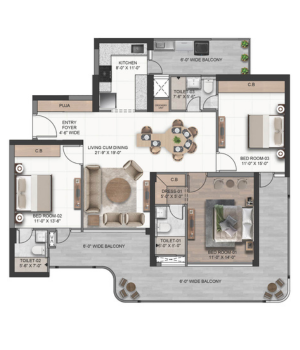 Vista Palencia 3 BHK 2045 Sq.Ft