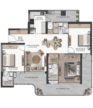 Vista Palencia 3 BHK 2120 Sq.Ft